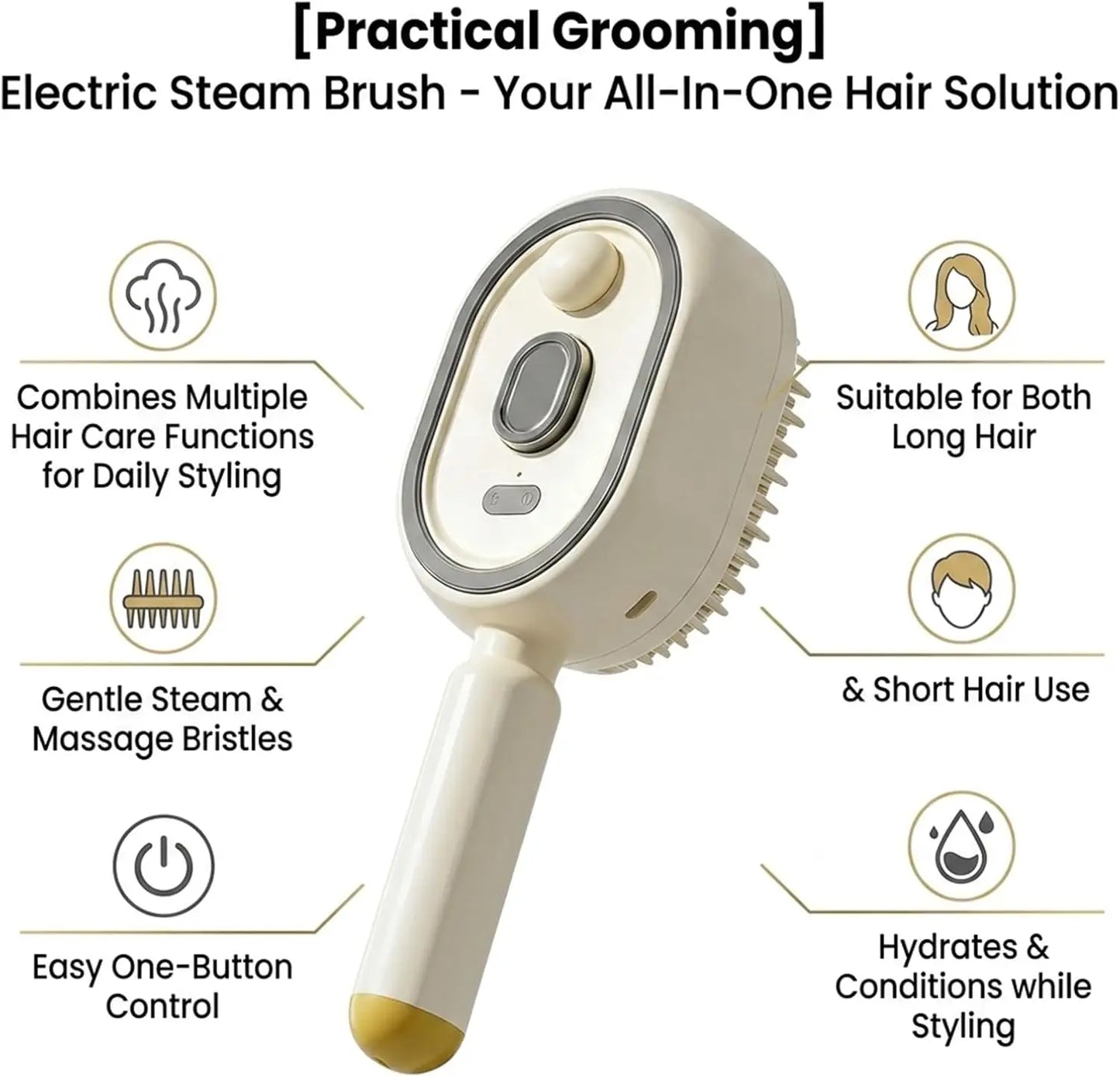 Electric Portable Spray Massage Comb Detangling Hair Brush with Moisturizing Spray and Scalp Massage Function for All Hair Types