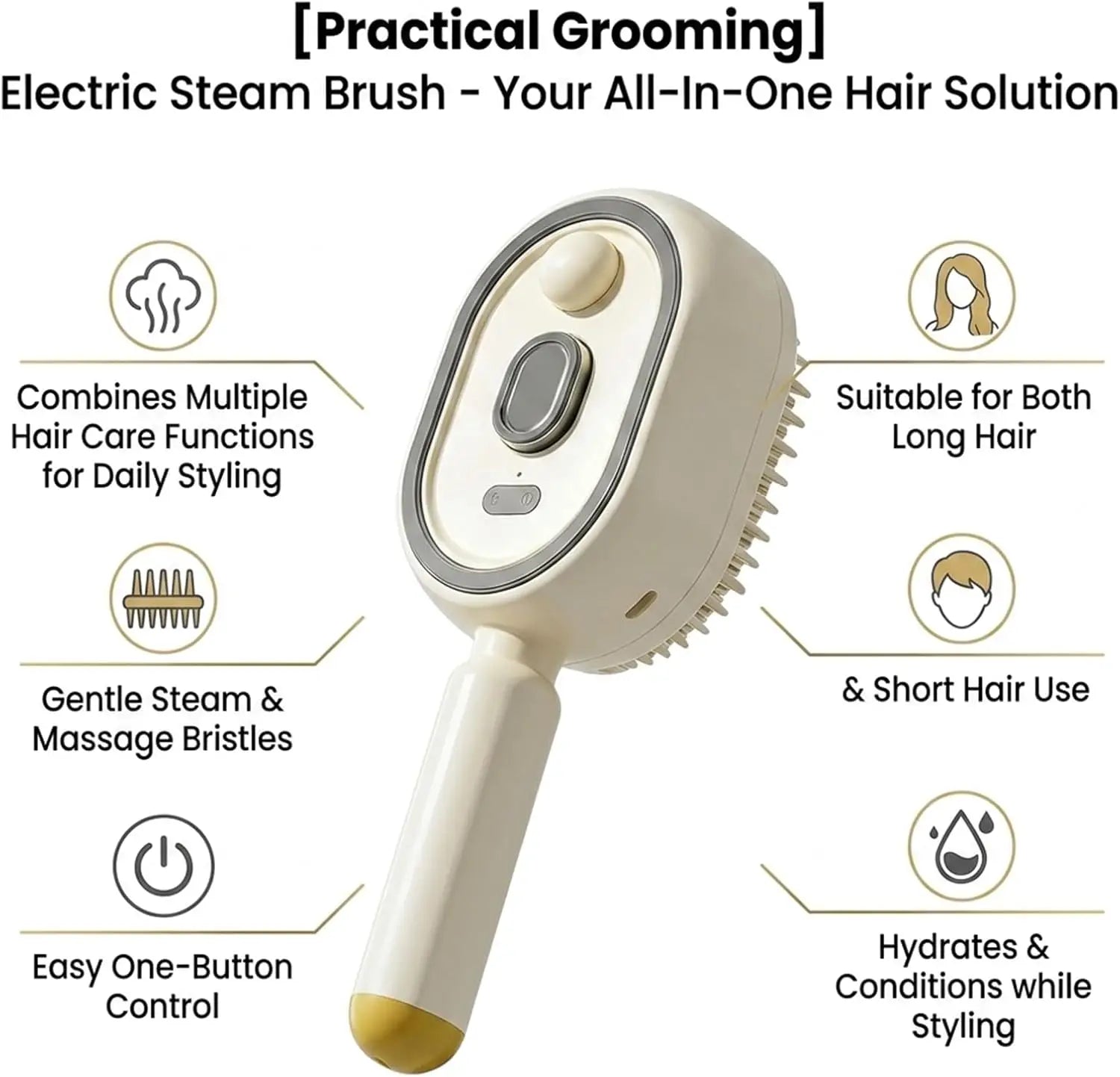 Electric Portable Spray Massage Comb Detangling Hair Brush with Moisturizing Spray and Scalp Massage Function for All Hair Types