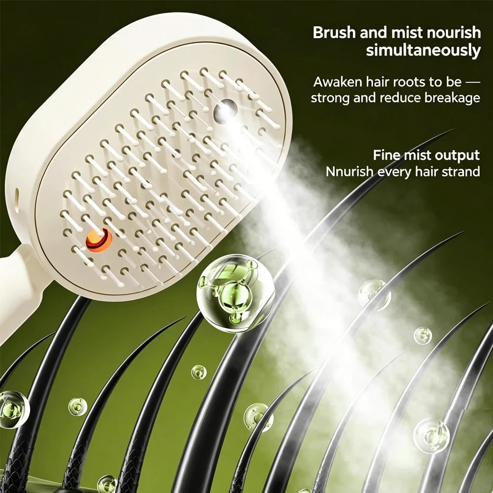 Electric Portable Spray Massage Comb Detangling Hair Brush with Moisturizing Spray and Scalp Massage Function for All Hair Types