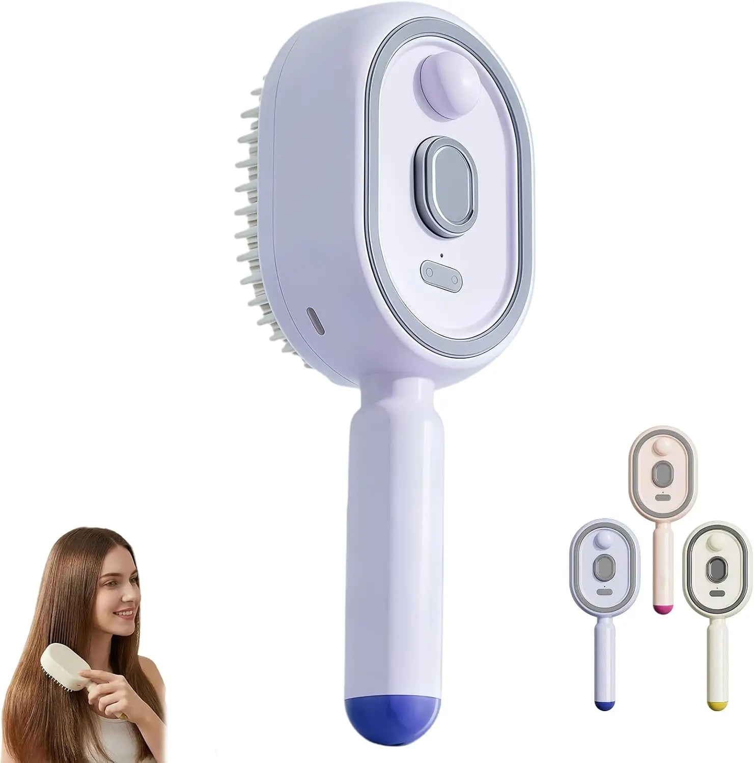 Electric Portable Spray Massage Comb Detangling Hair Brush with Moisturizing Spray and Scalp Massage Function for All Hair Types