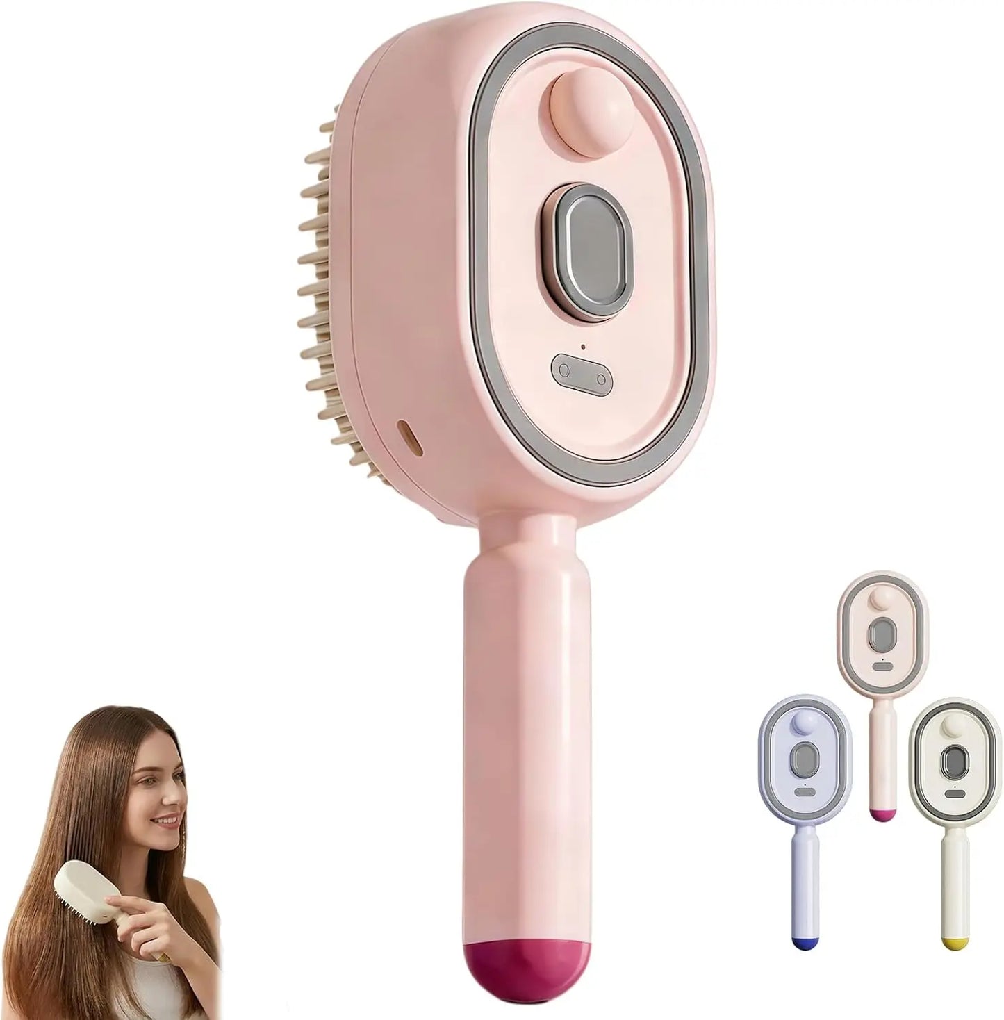Electric Portable Spray Massage Comb Detangling Hair Brush with Moisturizing Spray and Scalp Massage Function for All Hair Types