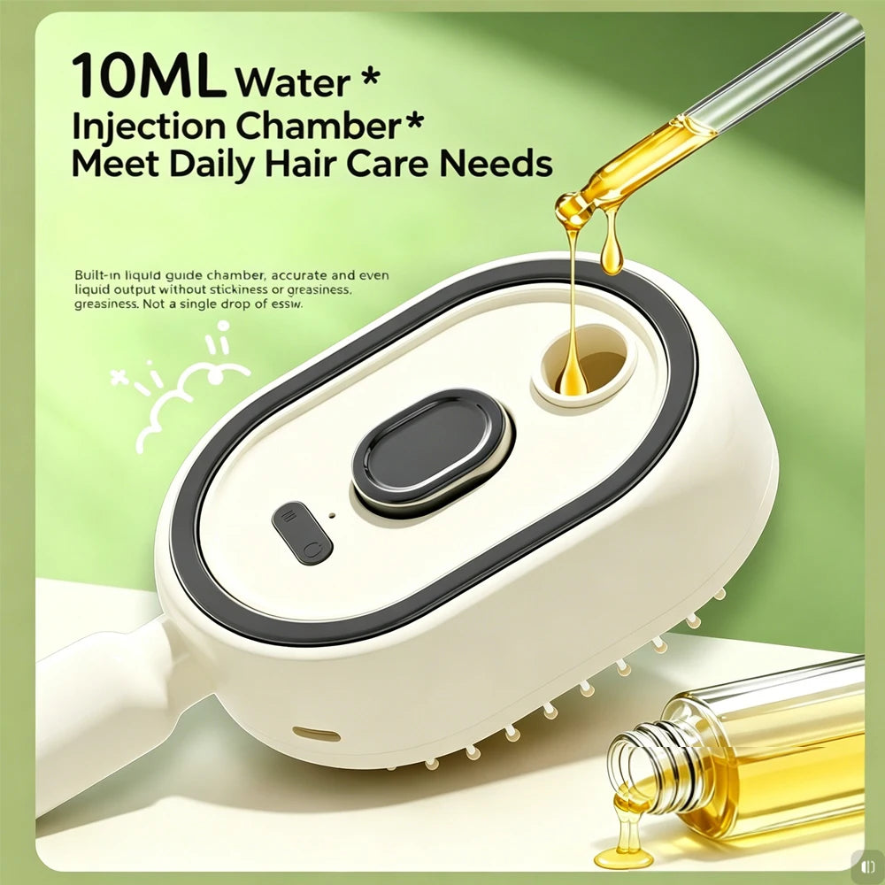 Electric Portable Spray Massage Comb Detangling Hair Brush with Moisturizing Spray and Scalp Massage Function for All Hair Types